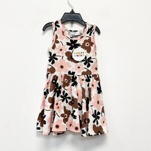 Dot Dot Smile Girls' Pink & Brown Floral Tank Dress 12-24M